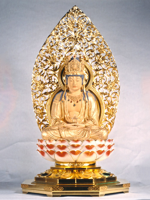 Sahasrabhuja statue, Maitreya bodhisattva statue, Samantabhadra bodhisattva and Mañjuśrī bodhisattva statue at Narita-san Shinshō-ji, Chiba