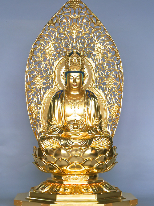 Maitreya bodhisattva statue, Sahasrabhuja statue, En no Gyōja statue, Acalanātha triad statues and Śakya tathāgata statue at Kinpusen-ji, Nara