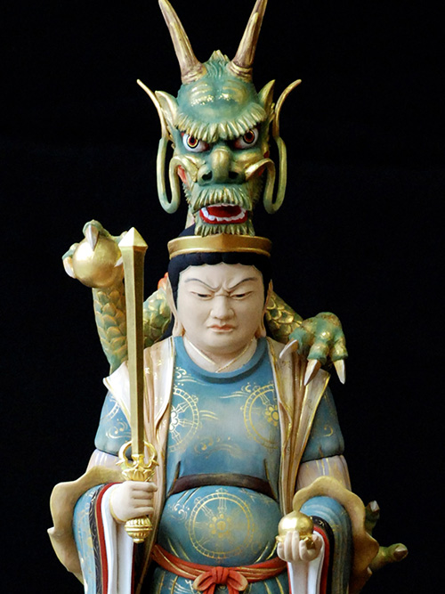 Two attendants statues at Shishi-ō-zan Myōhō-ji, Saga
